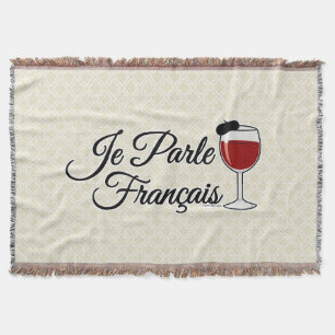 Cobertor Je Parle Francais eu falo a boina do vidro de