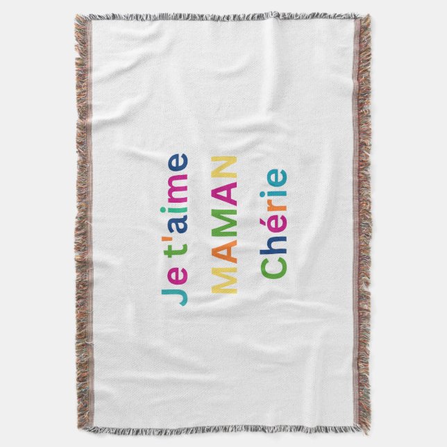 Cobertor "Je t'aime MAMA chérie" Cute Throw Blanket (Frente Vertical)