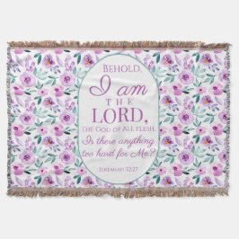 Cobertor Jeremiah 32:27 com fundo de flores roxas