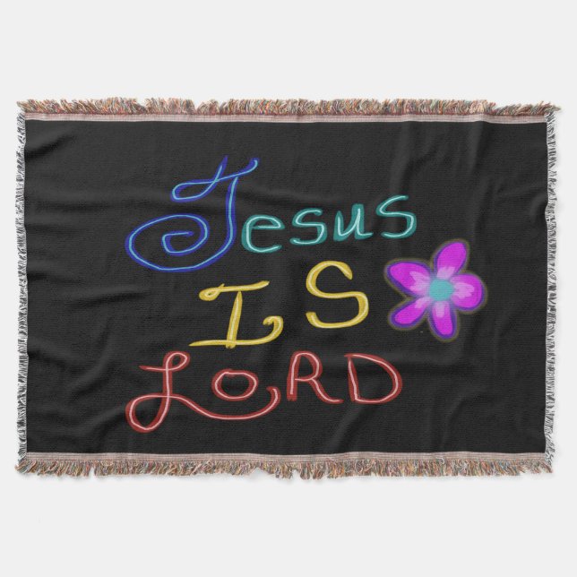 Cobertor Jesus é SENHOR Roteiro Colorido Preto (Frente)