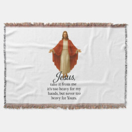 Cobertor Jesus em Vermelho e Branco