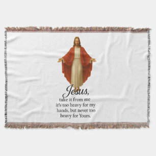 Cobertor Jesus em Vermelho e Branco