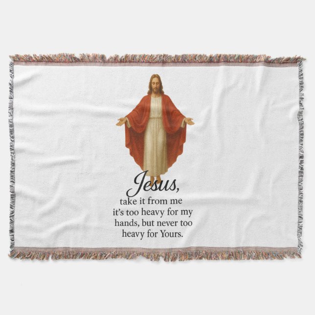 Cobertor Jesus em Vermelho e Branco (Frente)