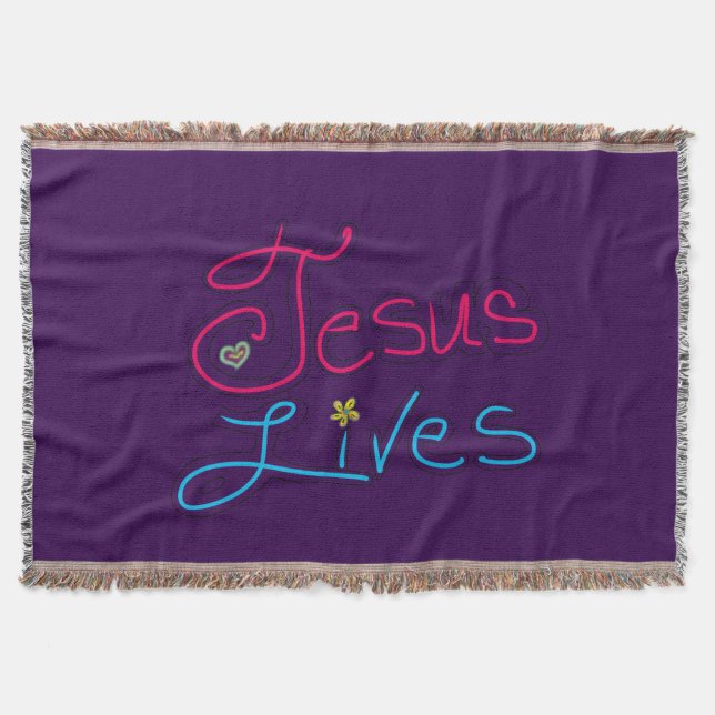 Cobertor Jesus Lives Purple  (Frente)