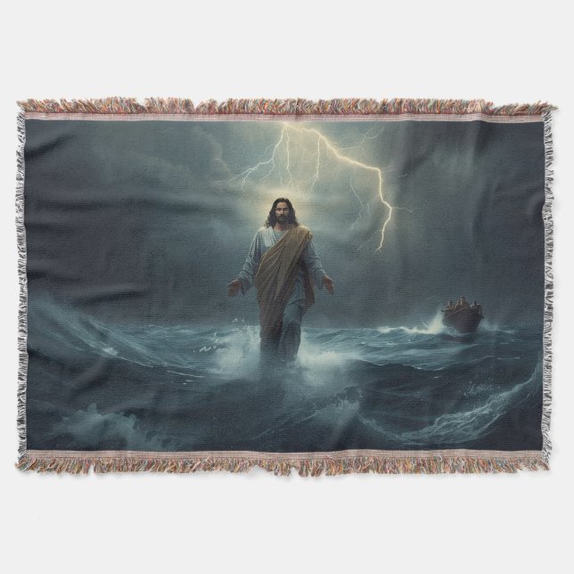 Cobertor Jesus Walks on Water: Christian Blanket (Frente)