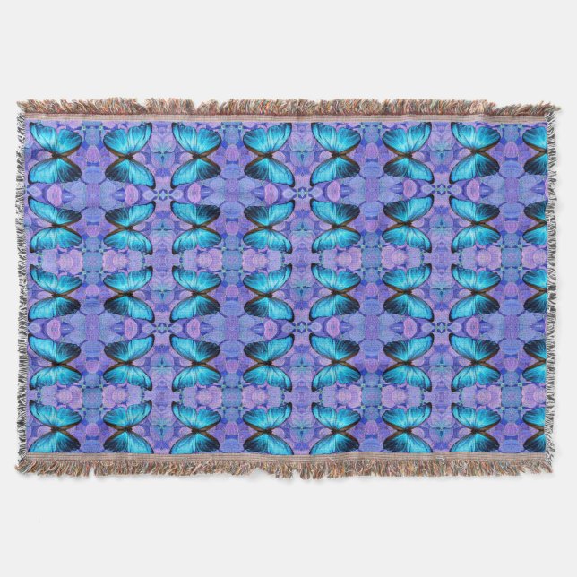 Cobertor Jogar Borboleta Azul Borboleta e Hidrangas (Frente)