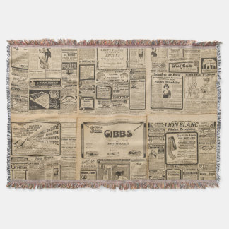 Cobertor Jornal antigo: fundo de papel vintage.