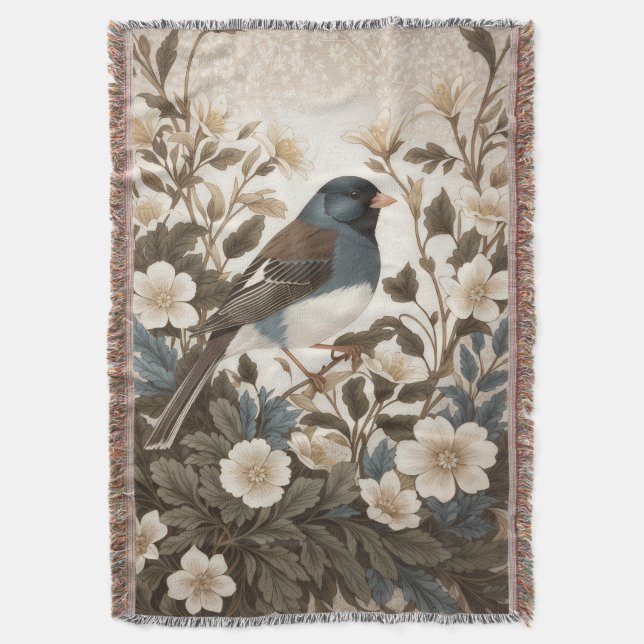 Cobertor Junco Elegante de Olhos Escuros Floral Creme (Frente Vertical)