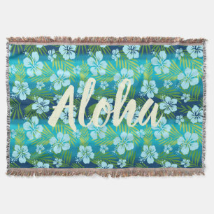 Cobertor Kalani Tie Dye Blend Tropical Hibiscus - Teal