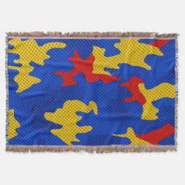Cobertor Kansas Blue Red Yellow Vibrant Camo Pattern