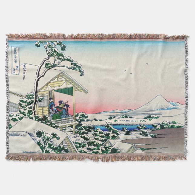 Cobertor Katsushika Hokusai - Casa de chá em Koishikawa (Frente)