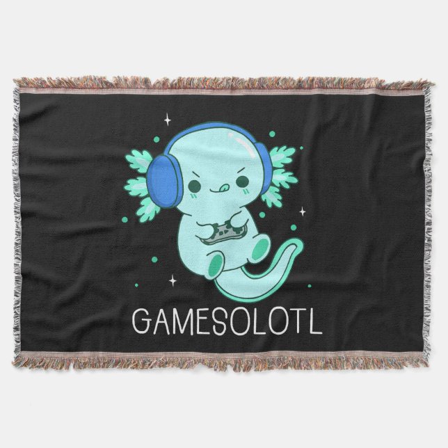 Cobertor Kawaii Gamesolotl Axolotl Gamer (Frente)