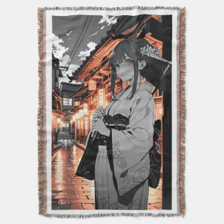 Cobertor KAWAII Japanese Girl throw blanket