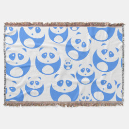 Cobertor Kawaii Panda Baby Blue and WhitePattern