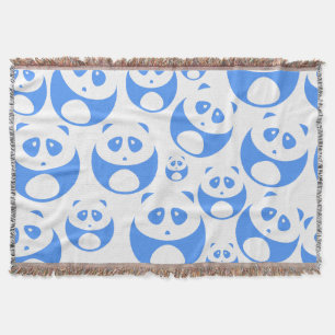 Cobertor Kawaii Panda Baby Blue and WhitePattern