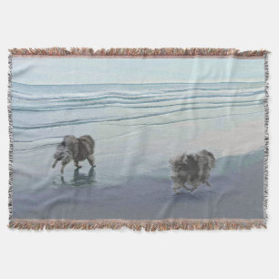 Cobertor Keeshonds na Arte de Cão de Pintura em Seashore