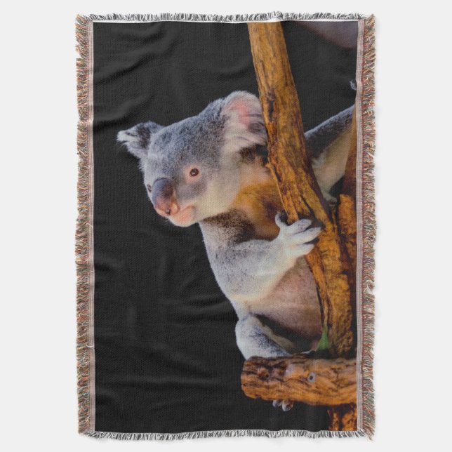 Cobertor Koala Cute na Cinza (Frente Vertical)