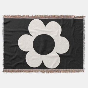 Cobertor La Fleur 06 Floral Retro Preto E Flor Branca