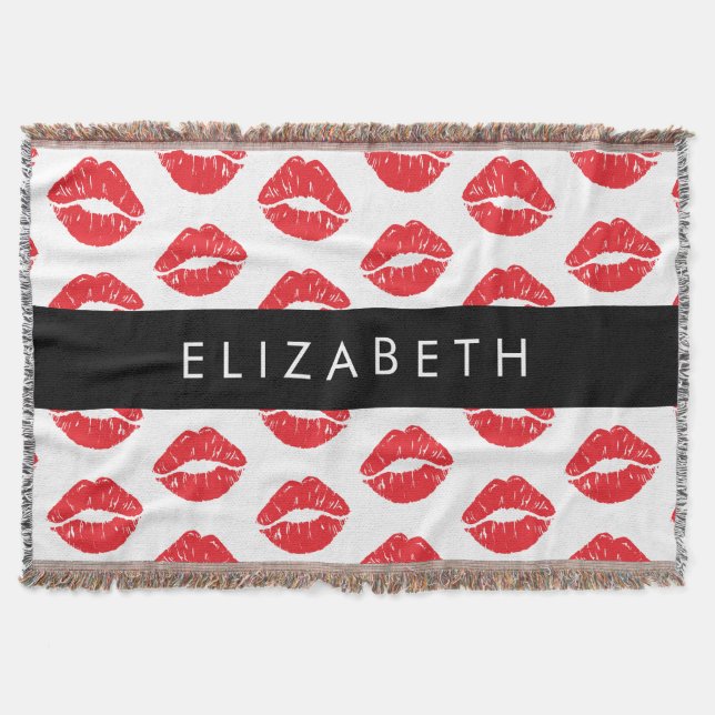 Cobertor Lábios Vermelhos, Batom Vermelho, Padrão De Lábios (Frente)