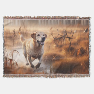 Cobertor Labrador/cão na caça ao pato no outono