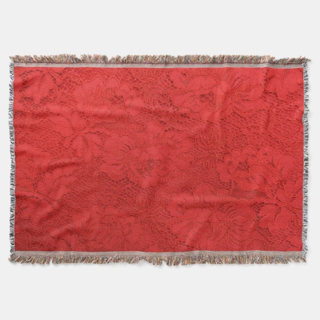 Cobertor Lace vermelho elegante, textura perfeita (Frente)