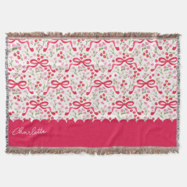Cobertor Laços Rosa Vermelho Coquette Desenhados à Mão Prép