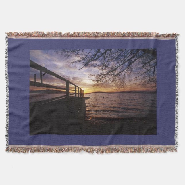 Cobertor Lakeshore Sunset Lake design Blanket (Frente)