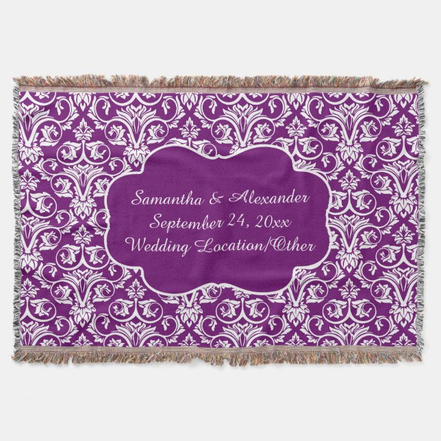 Cobertor Lance roxo personalizado do casamento tema (Frente)