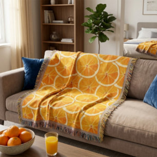 Cobertor Laranja Círculos De Citros Jogam Cobertura