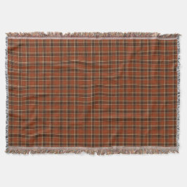 Cobertor Laranja Ferrugem e Marrom Padrão Xadrez Tartan
