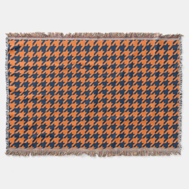 Cobertor Laranja/marinho Houndstooth (Frente)