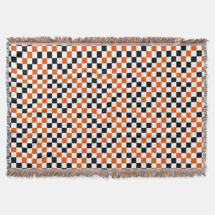 Cobertor Laranja Preto e Branco Xadrez