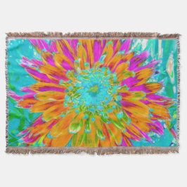 Cobertor Laranja Tropical e Dália Rosa Quente