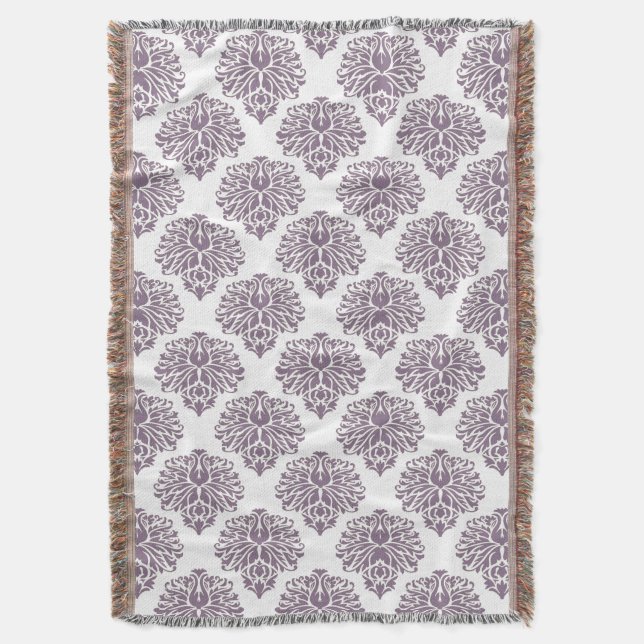 Cobertor Lavanda Elegante Damask (Frente Vertical)