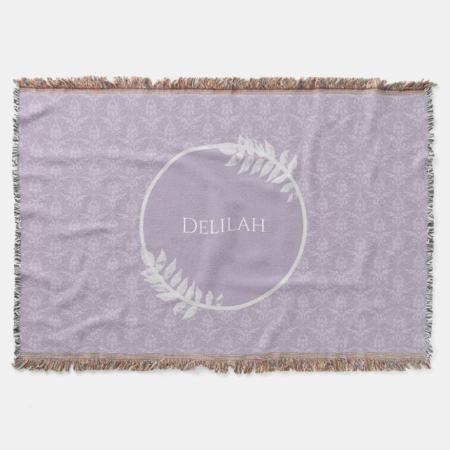 Cobertor Lavanda Elegante Damask Personalizado (Frente)