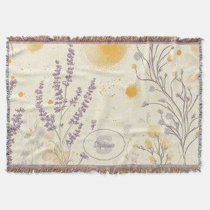 Cobertor Lavanda Whimsical e Padrão Floral Amarelo