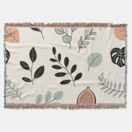 Cobertor Leaf Whisper – Minimal Botanical Line Art Blanket