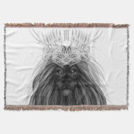 Cobertor Leão Negro com Coroa e Monograma