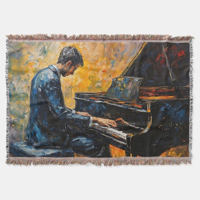 Cobertor Leitor de Piano - Pintura de Óleo (Frente)