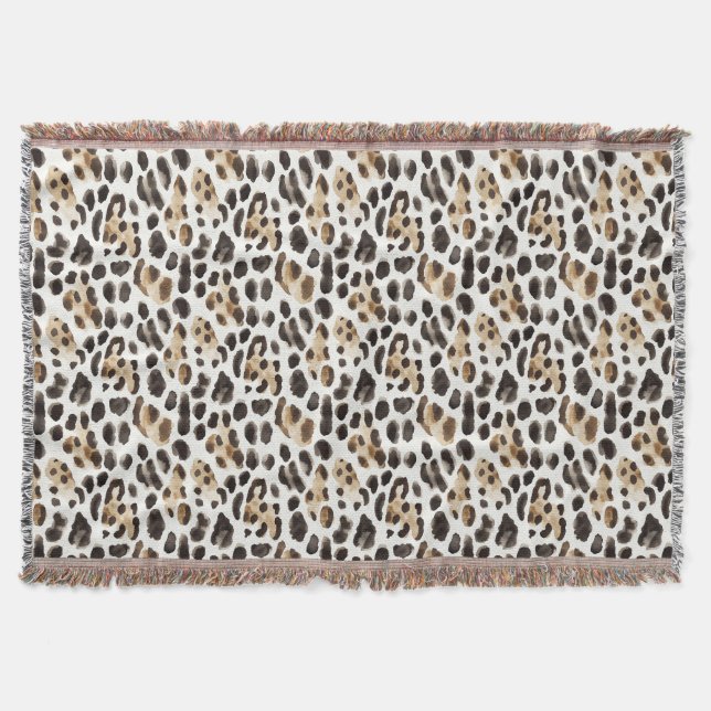 Cobertor Leopardo Animal Preto Marrom Creme   (Frente)