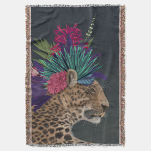 Cobertor Leopardo com cabeça tropical