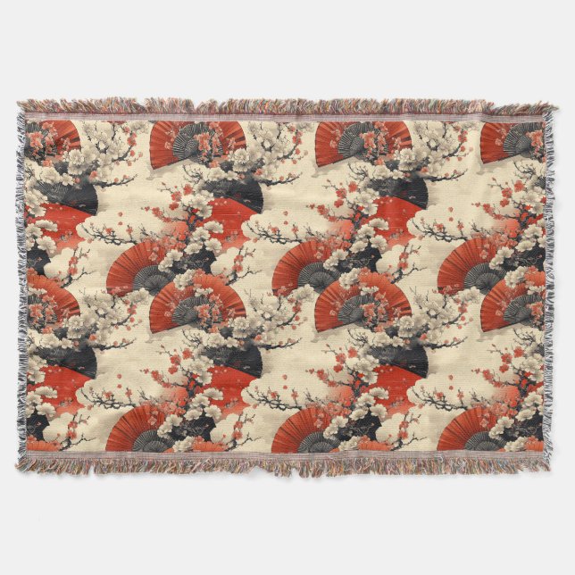 Cobertor Leque de Flor de Cerejeira Japonesa Padrão (5) (Frente)