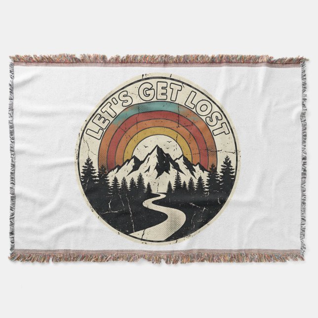 Cobertor Let’s Get Lost Retro Mountain Adventure Outdoor (Frente)