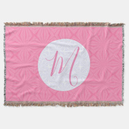 Cobertor Light Pink Squiggly Squares Personalize Initial 