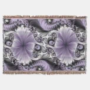 Cobertor Lilac Illusion Abstrato Floral Fractal Art Fantasy