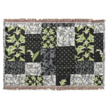 Lily-of-the-Valley Faux Patchwork Black