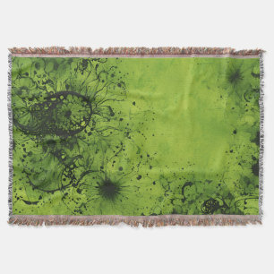 Cobertor Lima Verde Grunge com Acentos Pretos