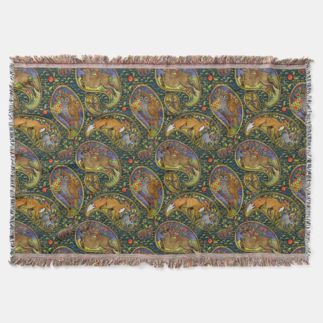 Cobertor Lindas Criaturas de Woodland Jogando Pintura (Frente)