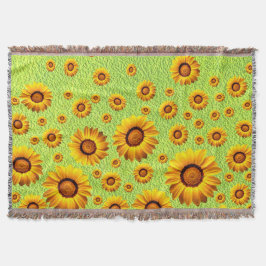 Cobertor Lindas flores amarelas em verde-abstrato