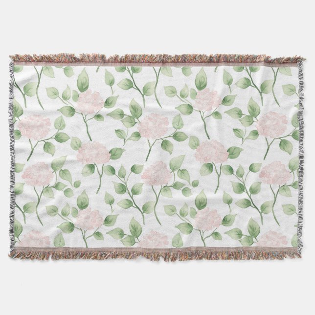 Cobertor Lindas Flores Cor-de-Rosa Folhas Verdes   (Frente)